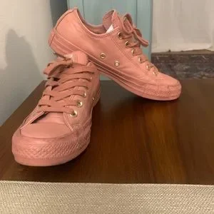 Converse Shoes Leather Mauve Converse With Gold Accents Poshmark
